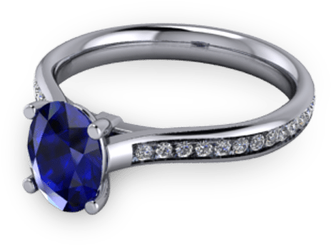 Oval Sapphire Commitment Ring With Accent Set Shoulders - Ring (600x600), Png Download