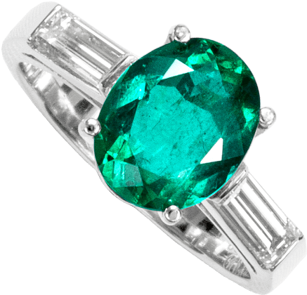 Colombian Emerald Ring Baguette Oval Shape Lee Wasson - Diamond (463x454), Png Download