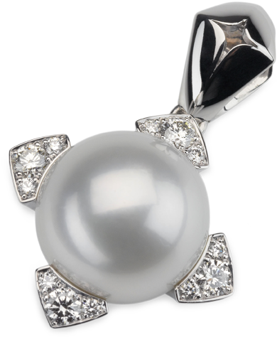 Pendant By Lohri In 18k White Gold With South Sea Pearl - Trailer (850x850), Png Download
