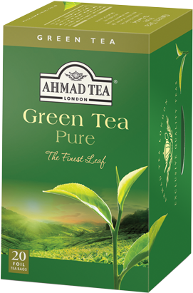 20 Foil Teabags - Ahmad Tea Green Tea Pure (314x452), Png Download