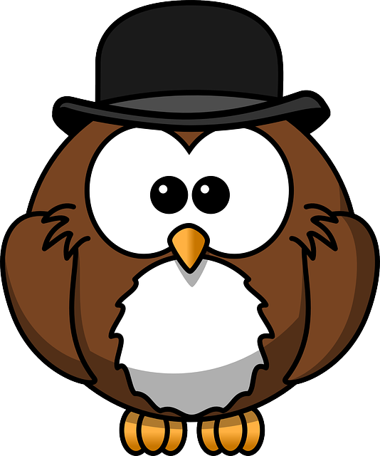 Owl, Animal, Bird, Bowler, Chaplin, Derby, Funny, Hat - Cartoon Owl Shower Curtain (534x640), Png Download