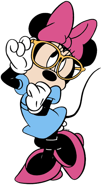 Minnie Showing Some Good Style With A Pair Of Glasses - Minnie Mouse Wearing Glasses (348x635), Png Download