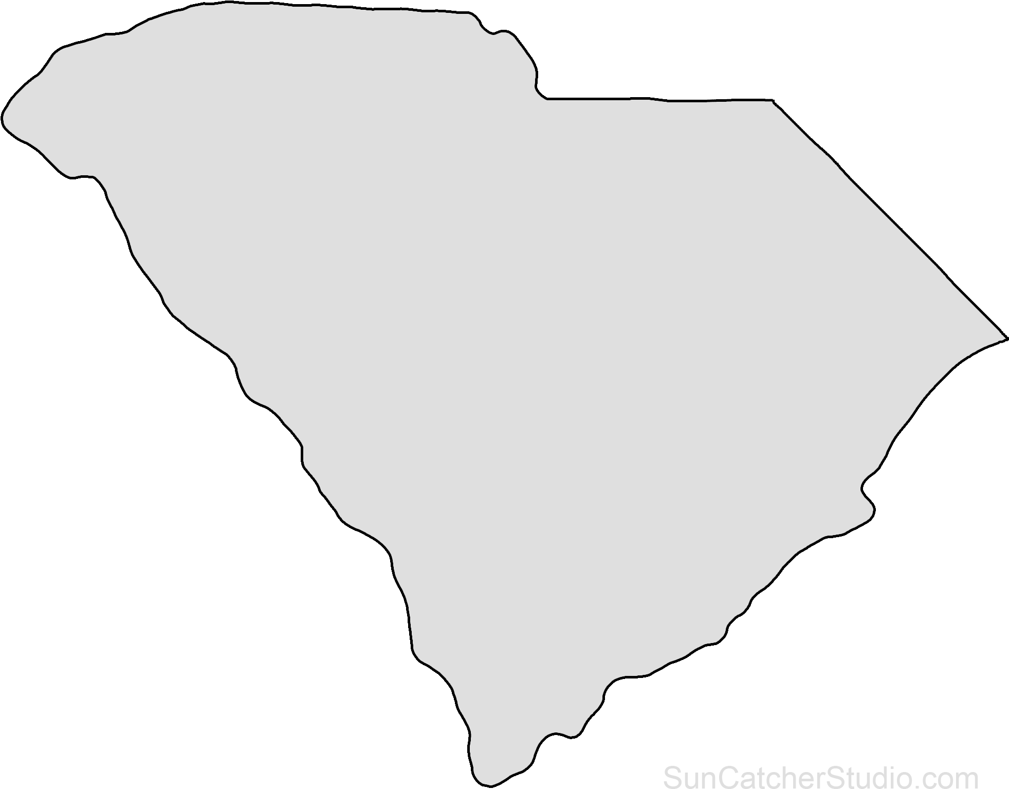 South Carolina Map Outline Png Shape State Stencil - South Carolina State Outline (2000x1624), Png Download