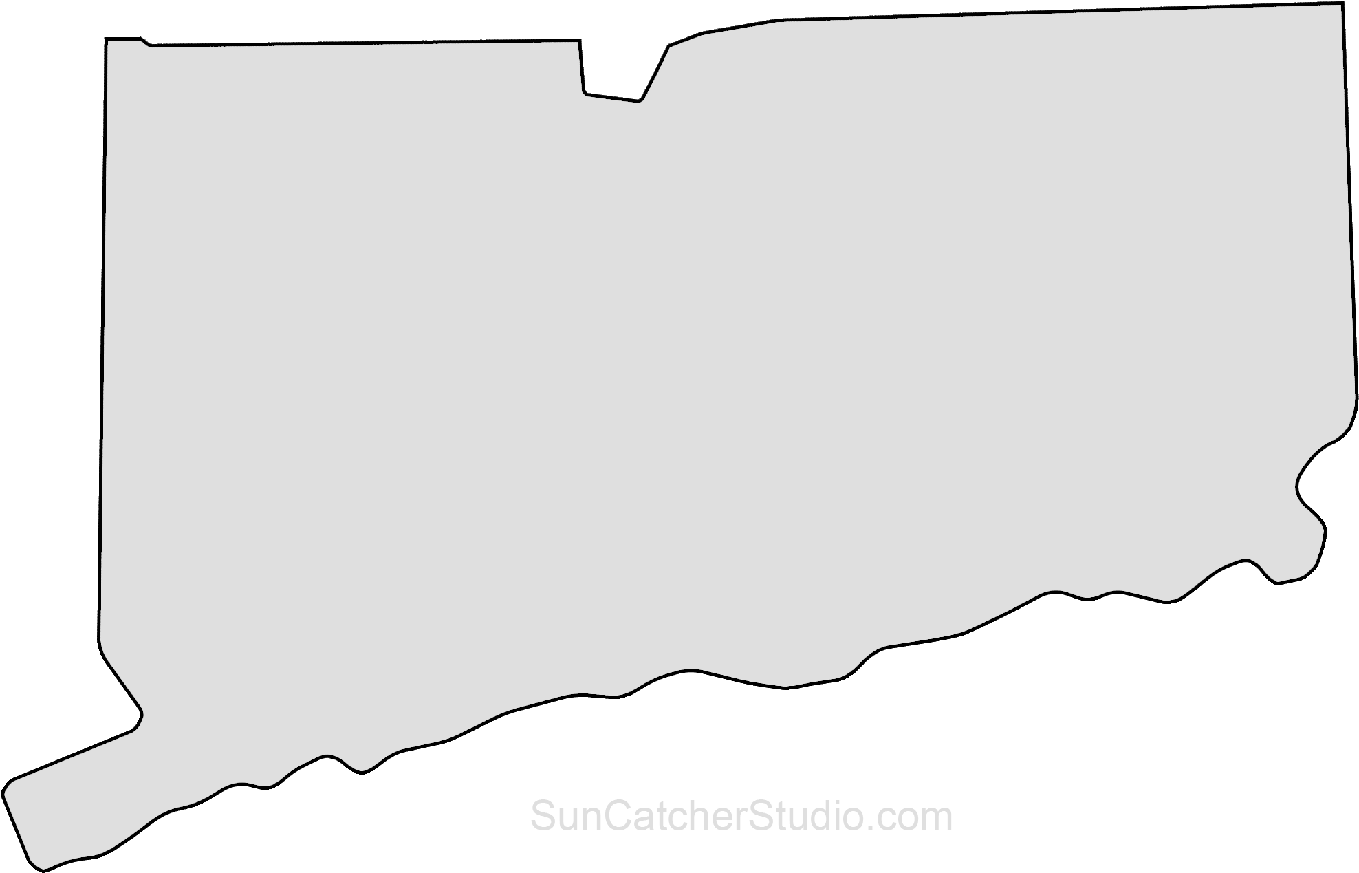 Connecticut Map Outline Png Shape State Stencil Clip - Connecticut State Outline (2050x1336), Png Download