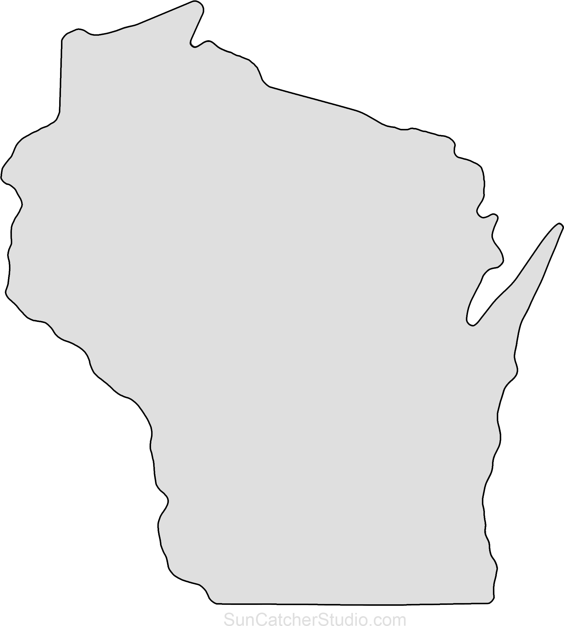 Wisconsin Map Outline Png Shape State Stencil Clip - Hunt Wisconsin Keychain, Adult Unisex, Size: 2.25", (2100x2150), Png Download