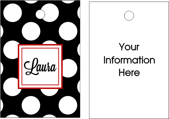 Polka Dot Black-white Luggage/bag Tag - Bag Tag (550x500), Png Download