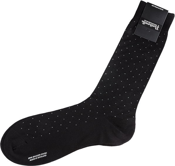 Black Socks With White Polka Dots - Black Socks With Dots (597x566), Png Download