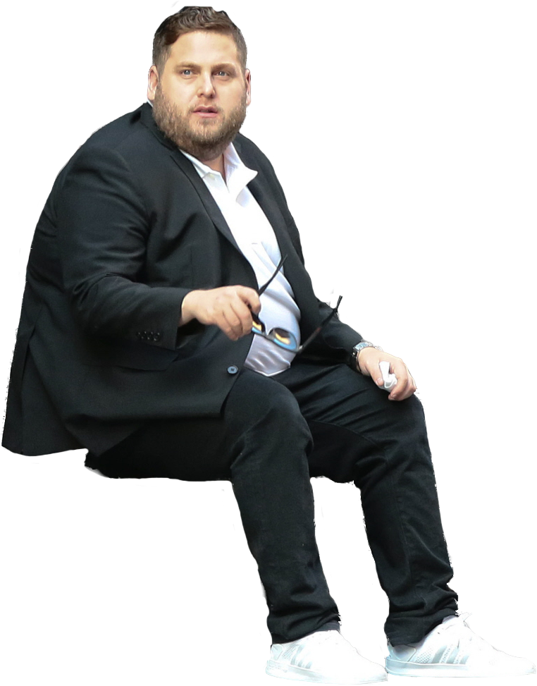 Jonah Hill Sits - Sitting (1100x1047), Png Download