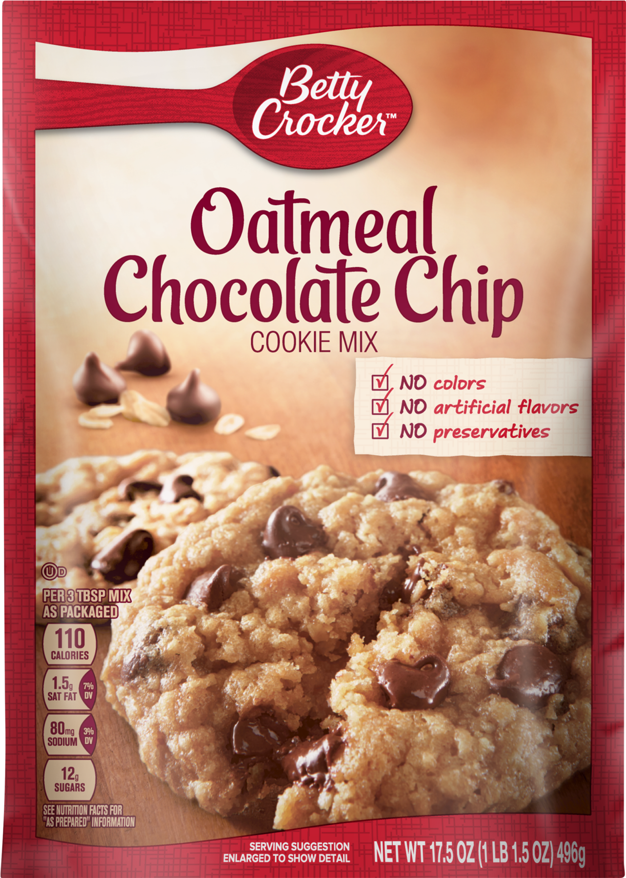 Betty Crocker Cookie Mix Oatmeal Choco Chip (1800x1800), Png Download