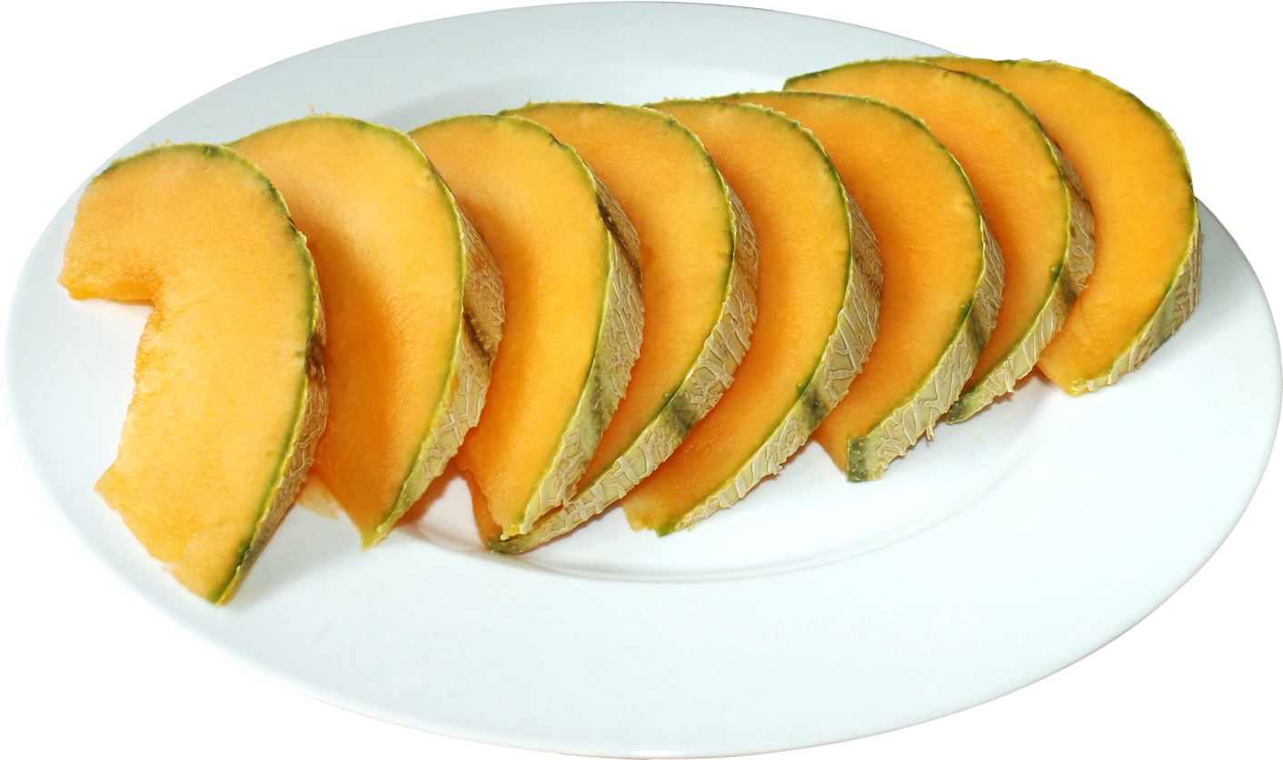 Cantaloupe Slices On The Plate Png Image - Cantaloupe (1500x888), Png Download