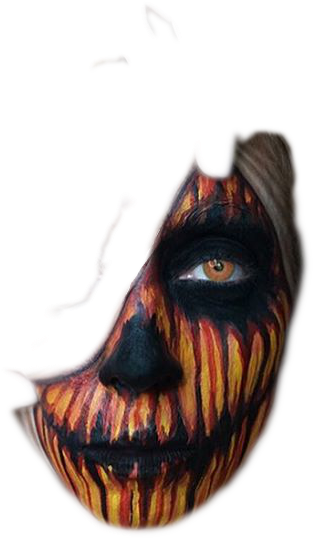 Pumpkin Overlay Face Scary Halloween Png Transparent - Halloween (750x904), Png Download