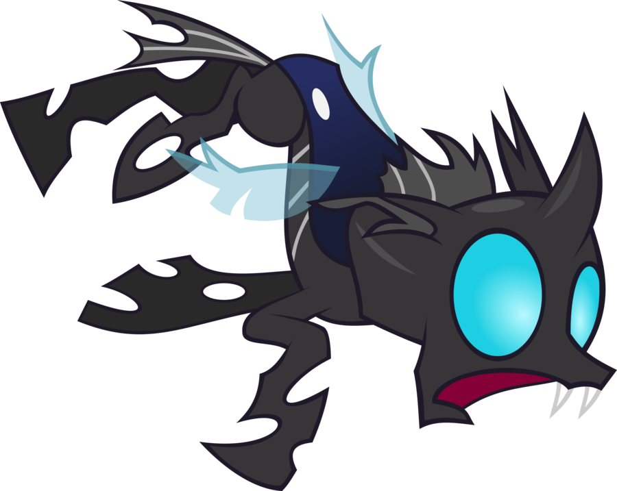 Scared Face By Abydos91 - My Little Pony Changeling Flying (900x717), Png Download