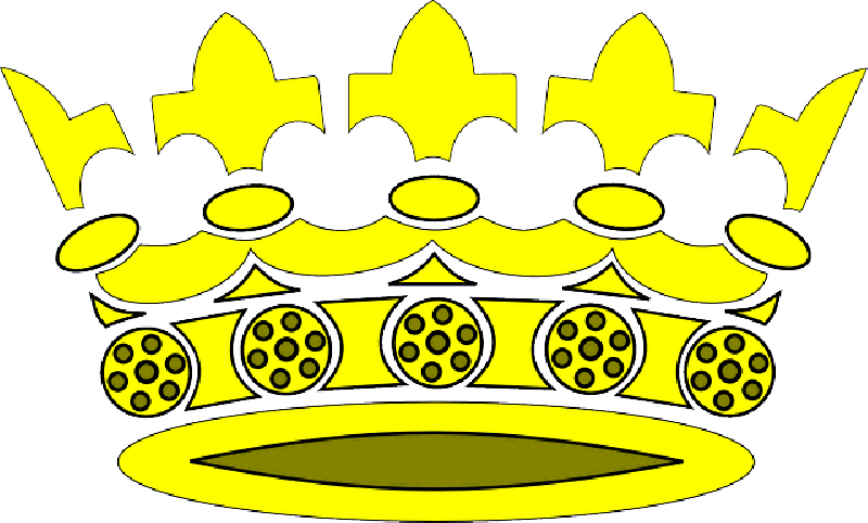 King, Queen, Cartoon, Round, Free, Gold, Crown - Crown Clip Art (800x482), Png Download