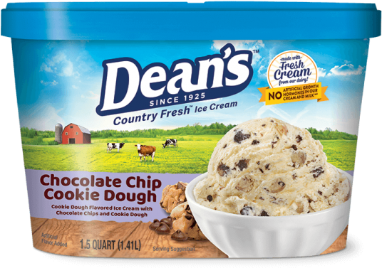 Dean's Premium Chocolate Chip Cookie Dough Ice Cream - Dean's Country Fresh Sour Cream (547x900), Png Download