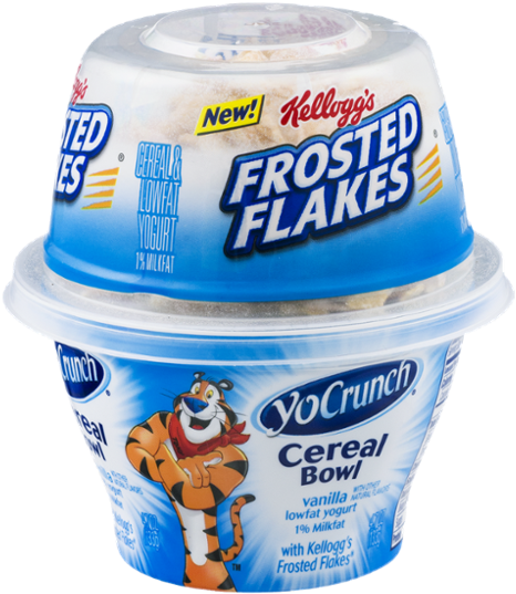 Yocrunch Cereal Bowl Vanilla Lowfat Yogurt With Kellogg's - Frosted Flakes (600x600), Png Download