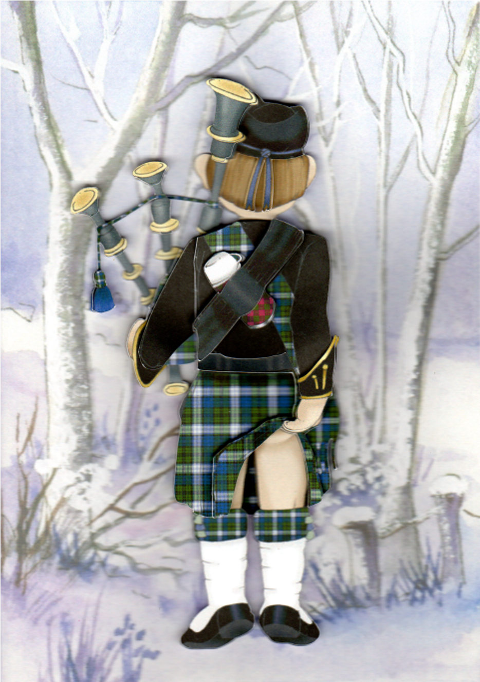 Cheeky Piper Snow Background - Kilt (1140x1343), Png Download