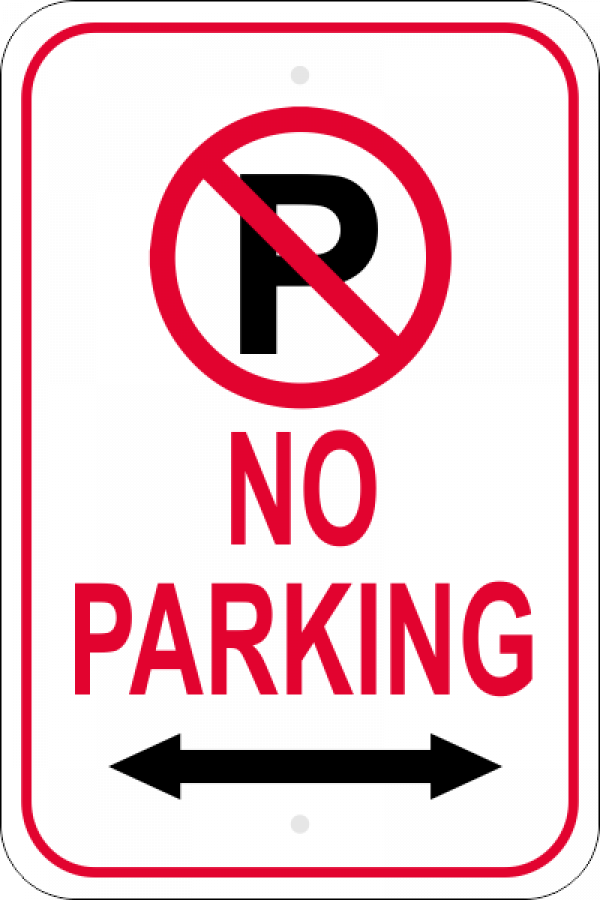 No Parking Sign With Double Arrow - No Parking Sign (600x900), Png Download