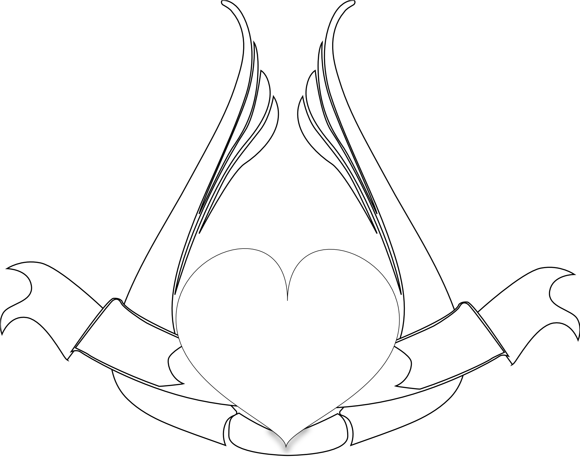 Black Heart With Wings Clipart - Drawing (555x470), Png Download