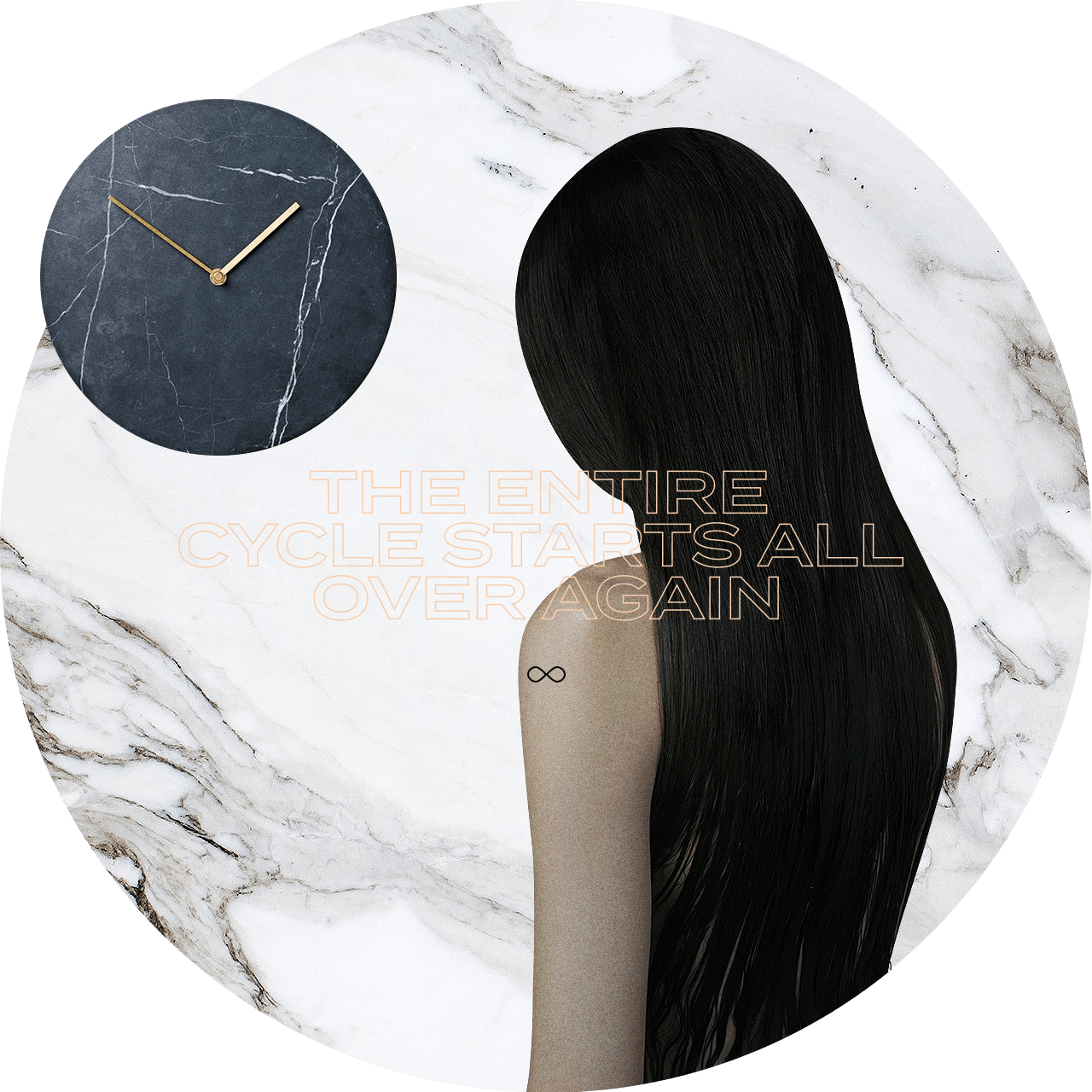 Jennifer-lawrence - Menu - Marble Wall Clock - Black (1280x1280), Png Download