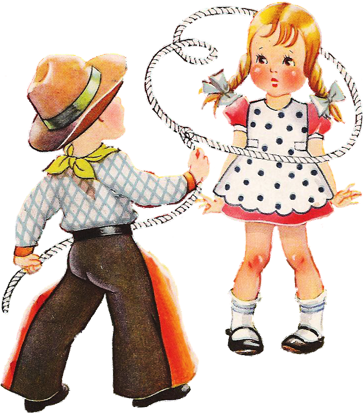 Boy & Girl With Lasso 800×912 Pixels - Cartoon (800x912), Png Download