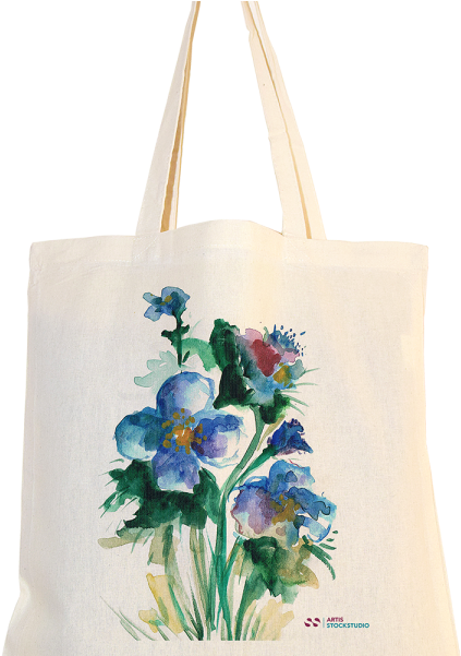 Cotton Bag With Watercolor - Tote Bag (600x600), Png Download