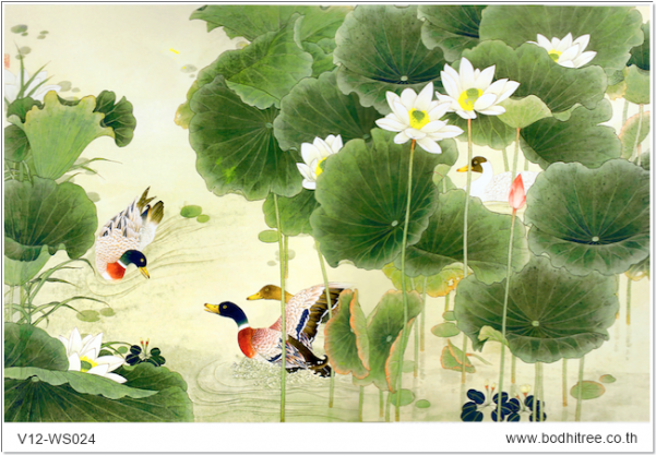 Ducks Painting Style Wallpaper And Fabric Art For Interior - Camomile (600x800), Png Download