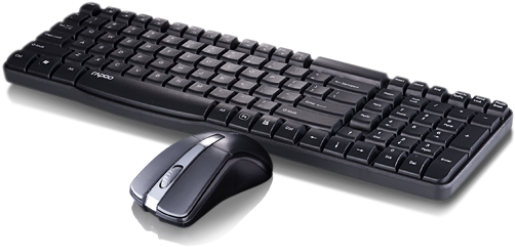 Rapoo X1800 Wireless Standard Mouse & Keyboard - Rapoo X1800 Wireless Keyboard And Mouse Combo Black (600x600), Png Download