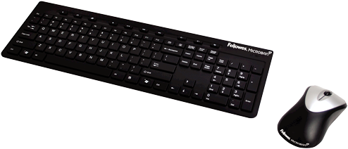 Microban® Slimline Keyboard / Mouse Combo - Fellowes Slimline Cordless Keyboard And Mouse Combo (500x500), Png Download