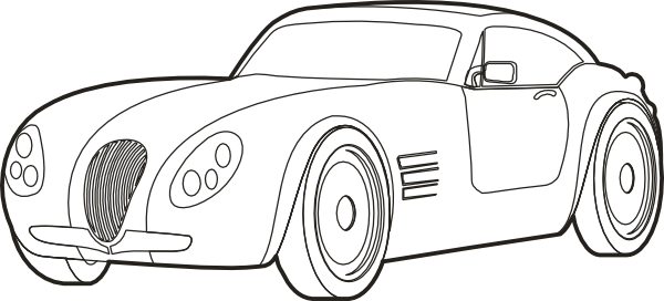 Drawn Race Car Outline - Sports Car Drawing Outline (600x272), Png Download