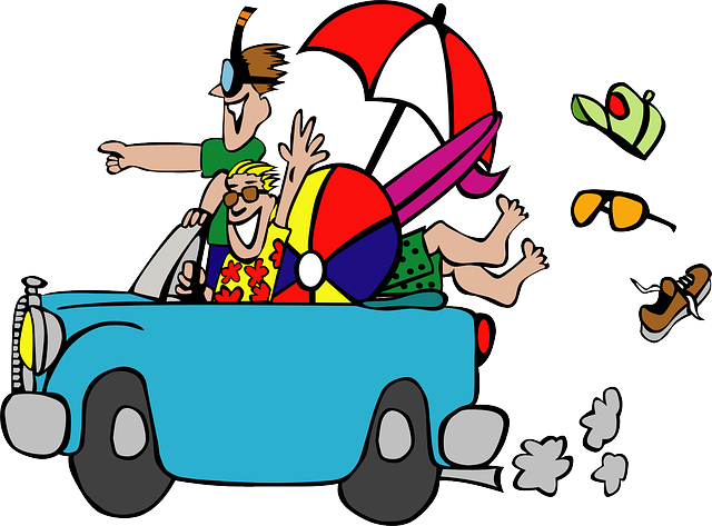 Clip Download Summer Driving Tips Wbcfm Panda Free - Going To The Beach Cartoon (640x473), Png Download