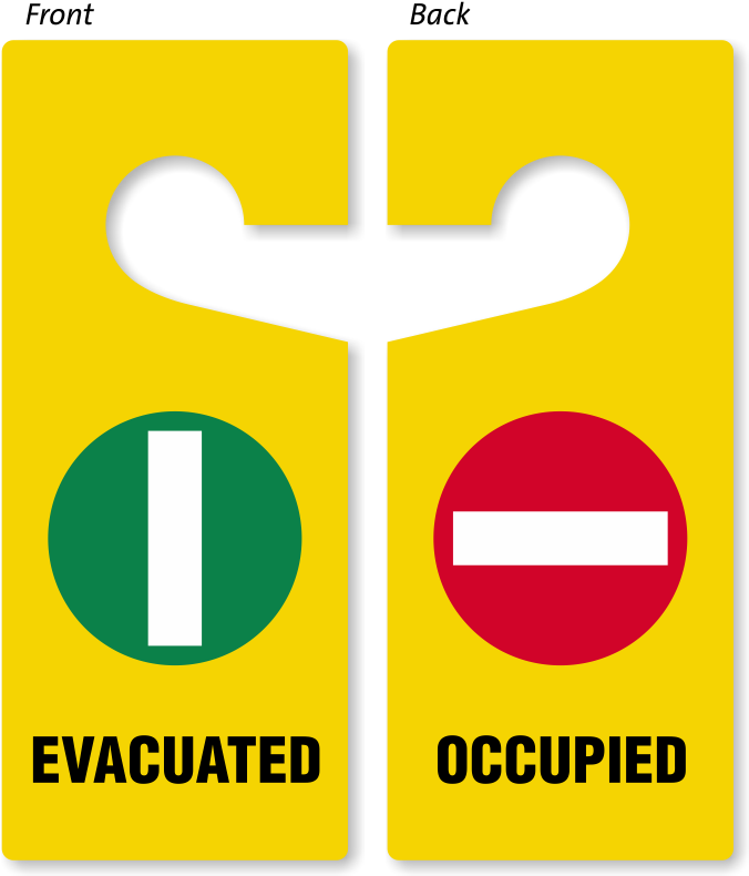 Evacuated Door Hangers Blank Door Hangers Door Knob - Bathroom Occupied Sign (683x800), Png Download