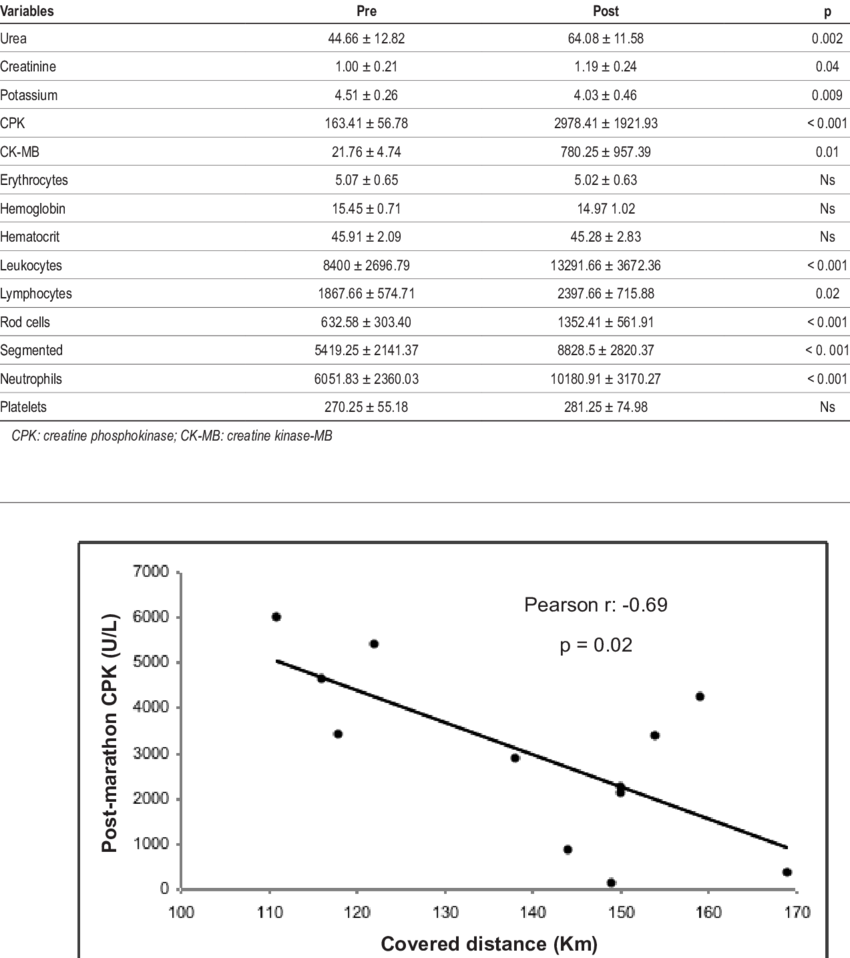 -biochemical Data Before And After The Ultramarathon - Document (850x958), Png Download
