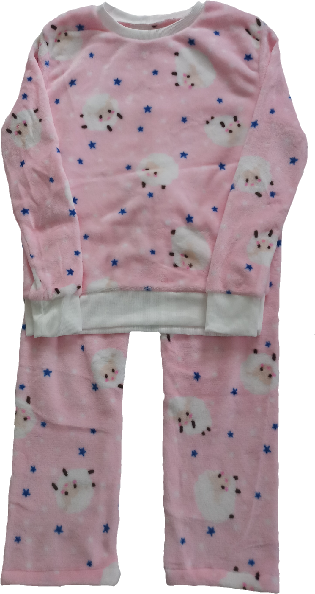 Cute Sheep Printed Plush Pajama Set - Pajamas (1076x2022), Png Download