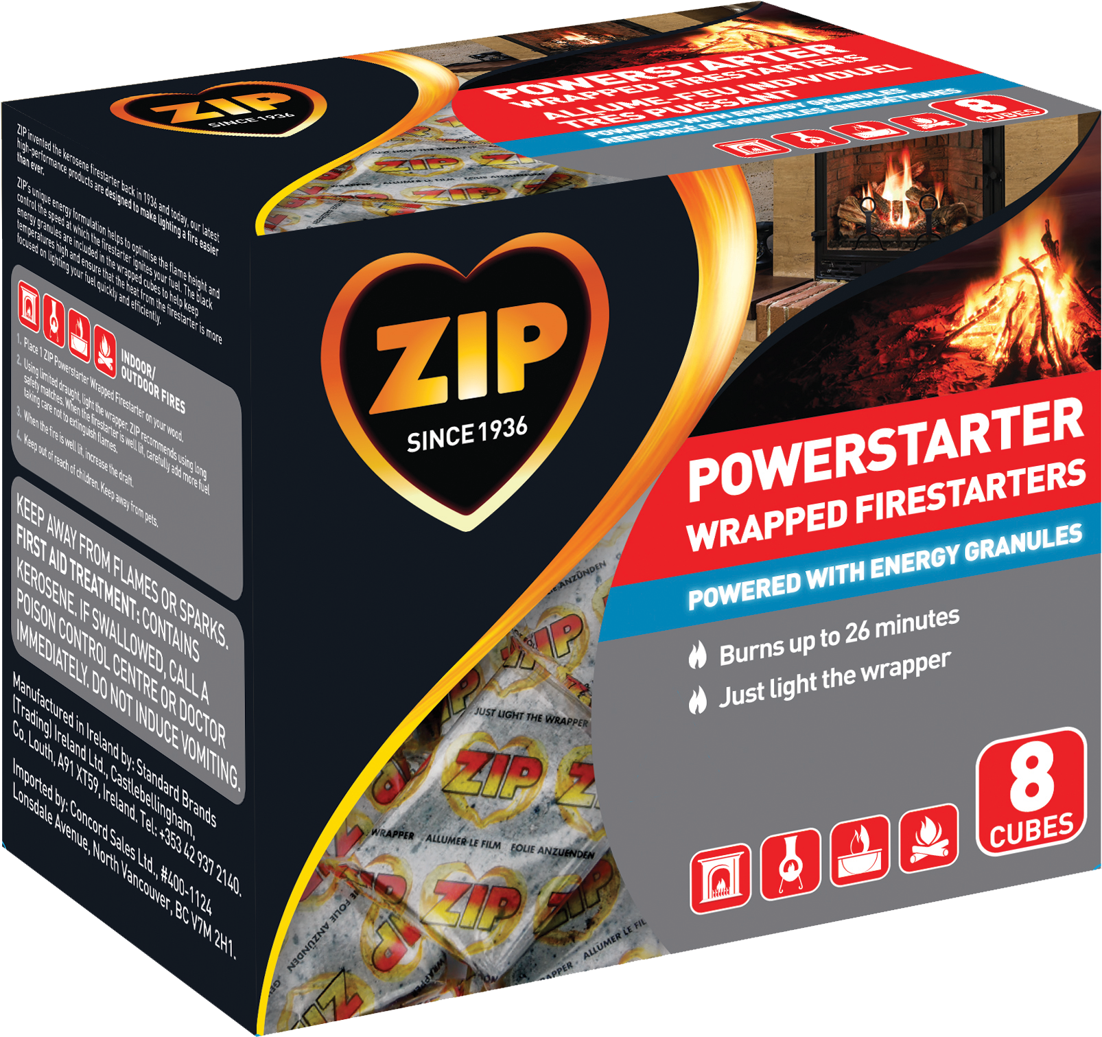 Zip Powerstarter Wrapped Firestarter - Zip Firelighters (1772x1613), Png Download