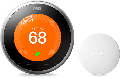 Nest Learning Thermostat With Temperature Sensor - Circle (630x630), Png Download