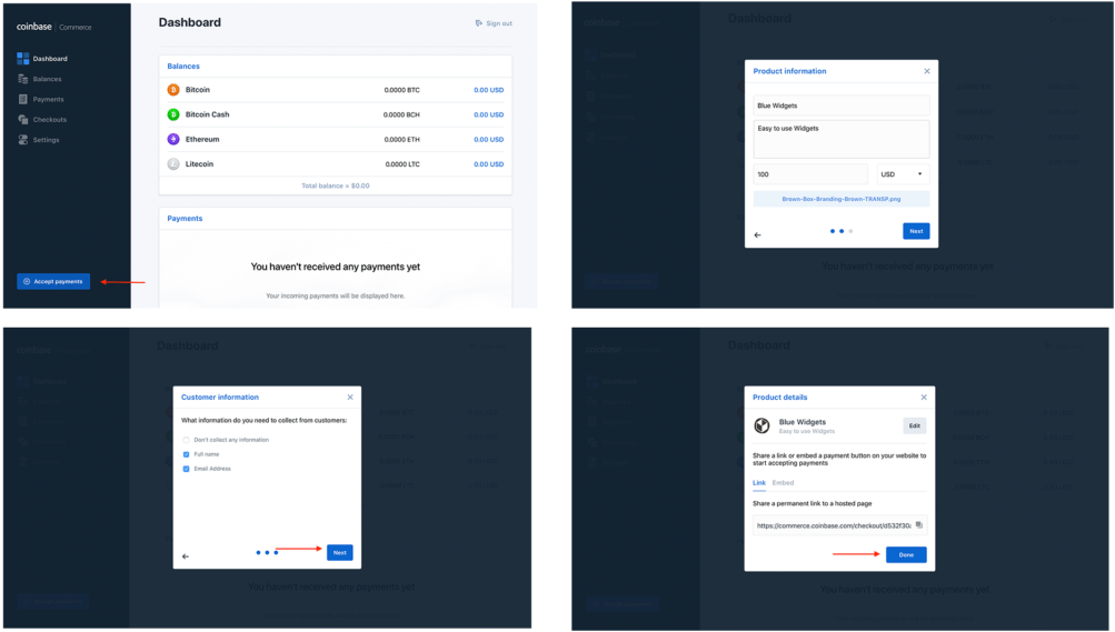 Adding The Coinbase Commerce Button To Your Website - Coinbase Commerce Screens (1024x576), Png Download