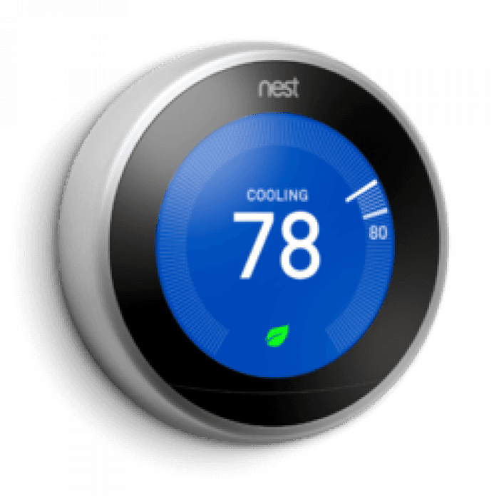 Nest Thermostat Transparent - Nest Learning Thermostat 3rd Generation Stainless (700x700), Png Download