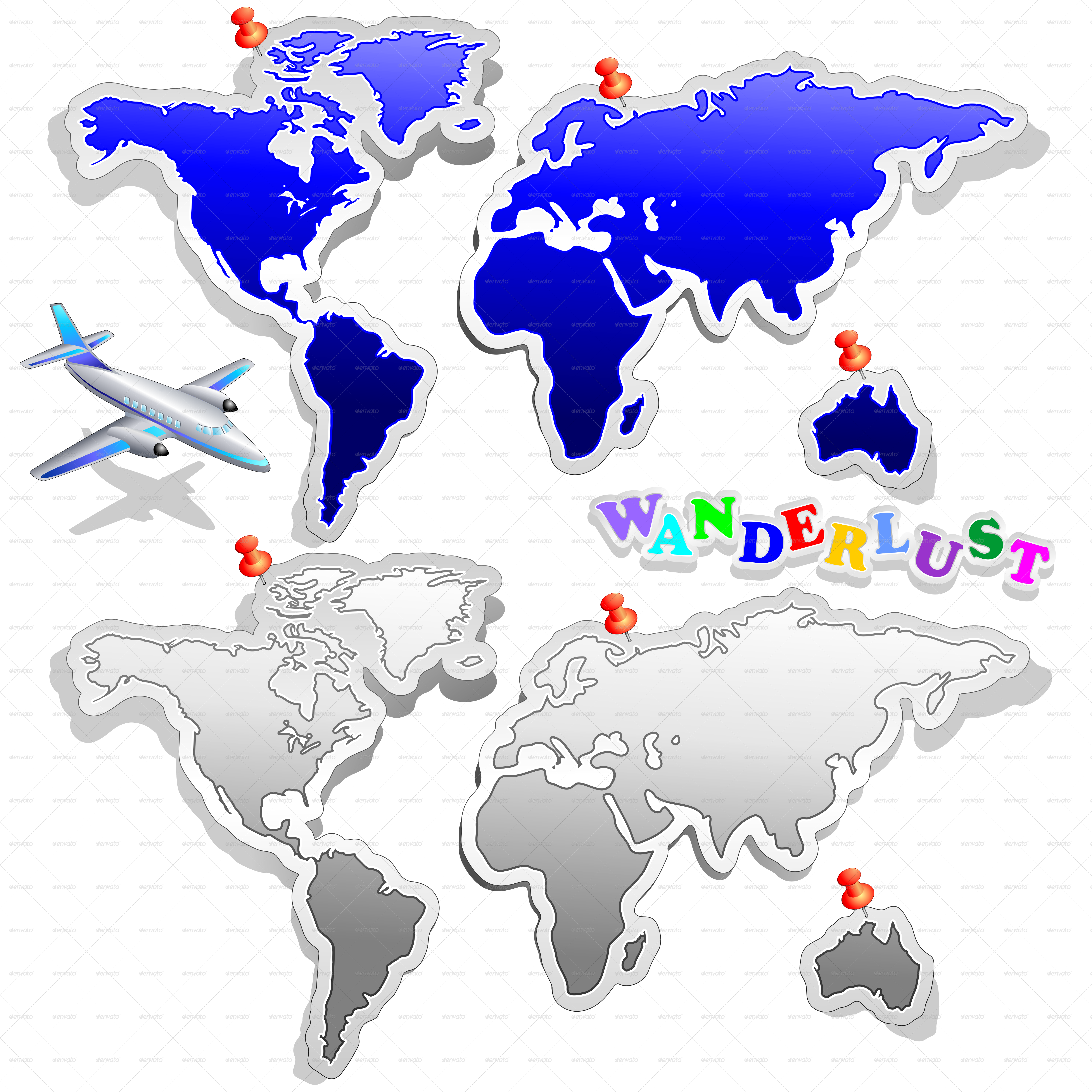 Air Plane Travel Around The World - World Map Tapestry Black And White (5000x5000), Png Download