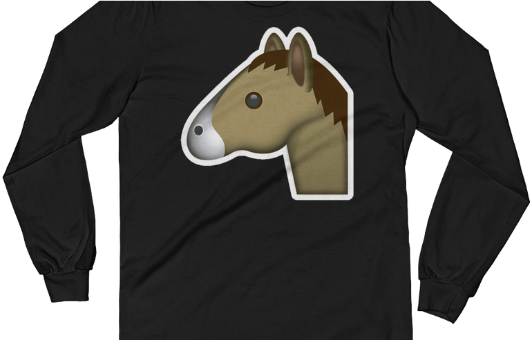 Men's Emoji Long Sleeve T Shirt Horse Face Just Emoji - Bill Rights Shirt (800x491), Png Download