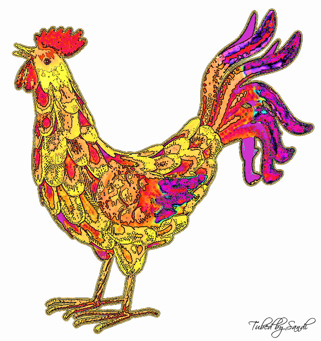 Folk Art Chickens And Roosters7 - Rooster (1107x1174), Png Download