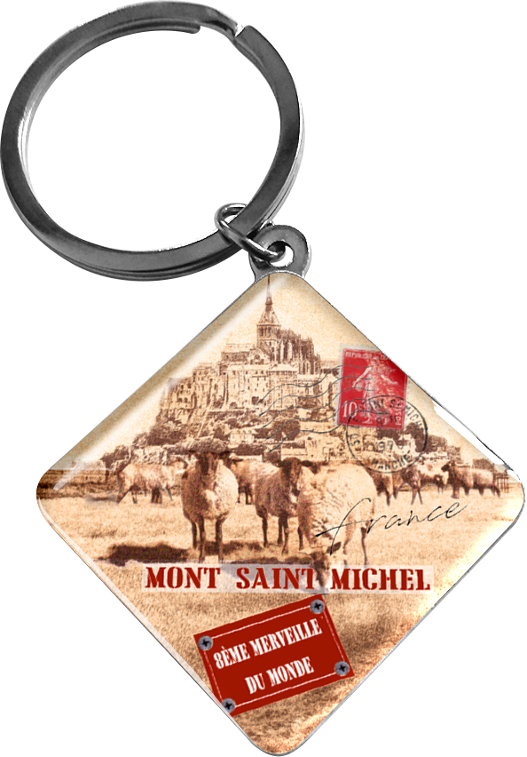 Lozenge Keychain - Porte Cle Mont Saint Michel (594x852), Png Download