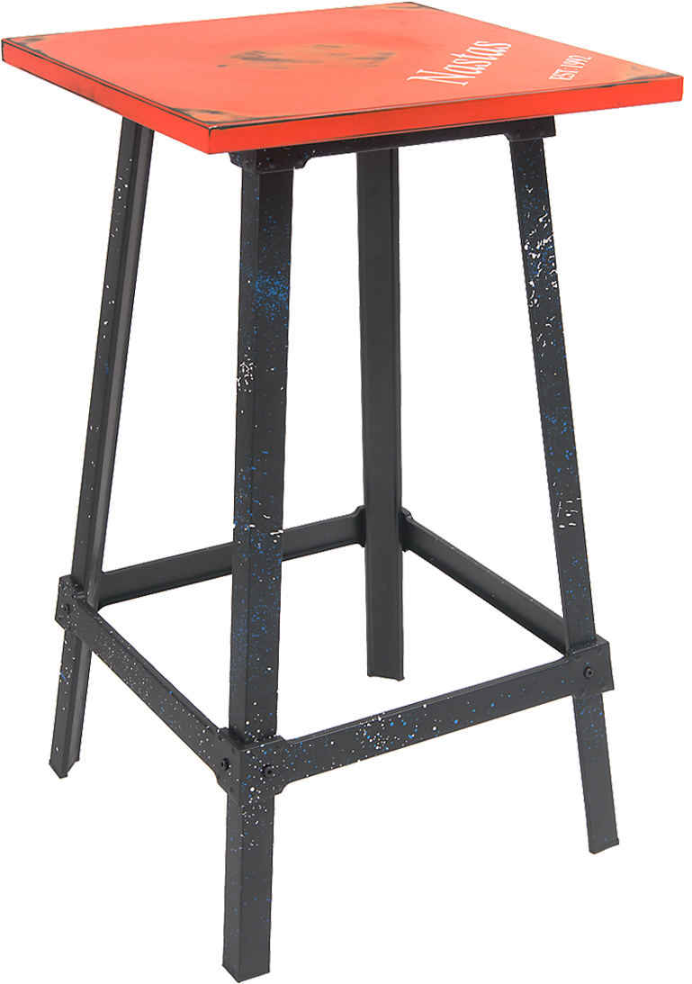 Antique Red & Black Metal Bar Table - Tall Lamp Table (817x1300), Png Download