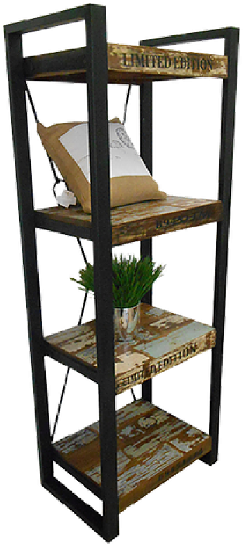 Industrial Bookcase - Narrow Industrial Bookshelf (980x980), Png Download