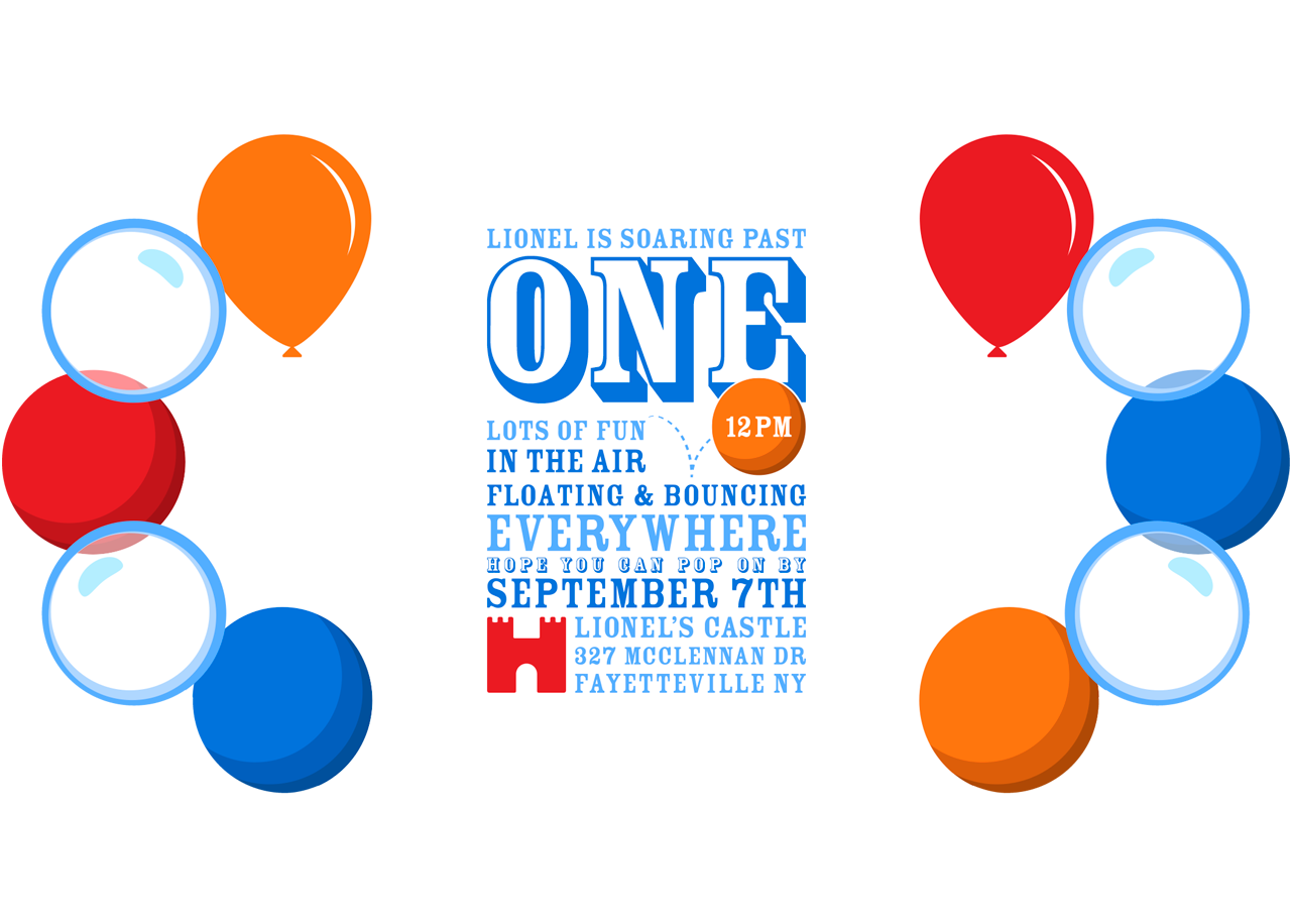 Balls, Balloons & Bubbles Party Invitation - Ball And Bubble Theme Birthday Party (1280x916), Png Download