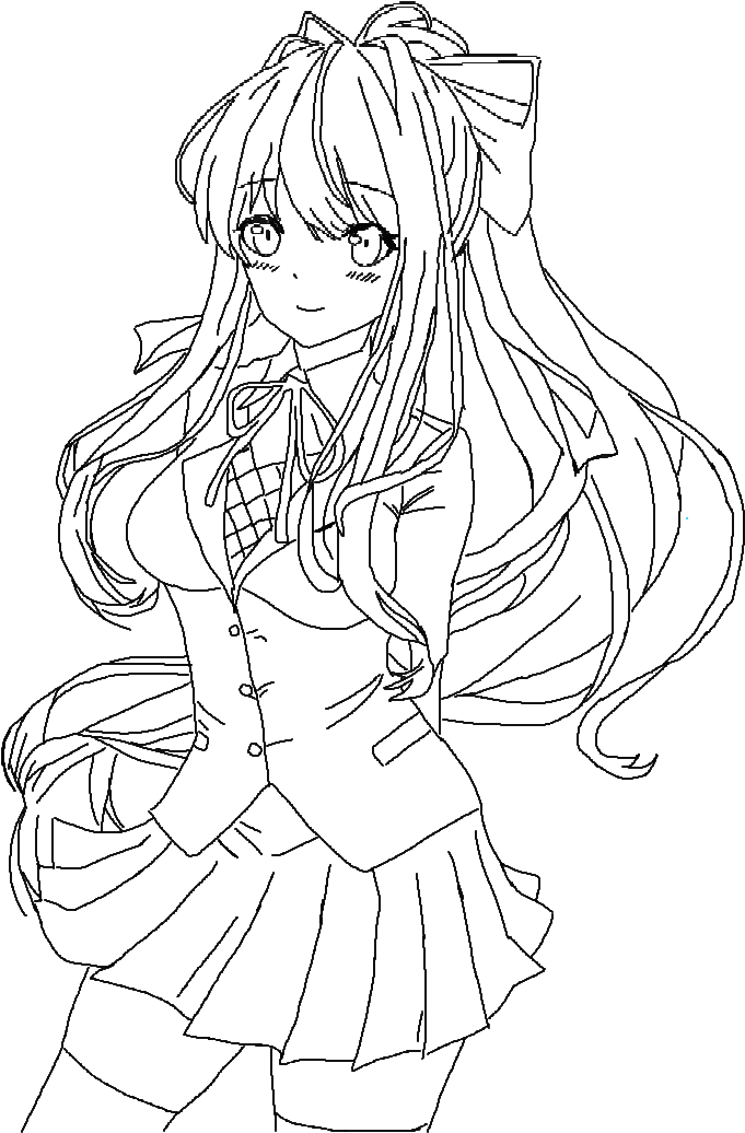 Monika From Monika Freetoedit Png Monika Ddlc Drawing - Line Art (2048x1536), Png Download