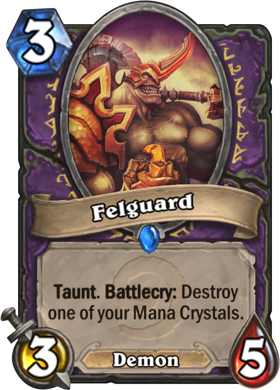 Felguard Is A 3 Mana Cost Rare Warlock Minion Demon - Hearthstone Card (567x811), Png Download