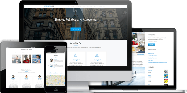 Free Parallax Scrolling Wordpress Themes Parallax One - Parallax One Theme (792x420), Png Download