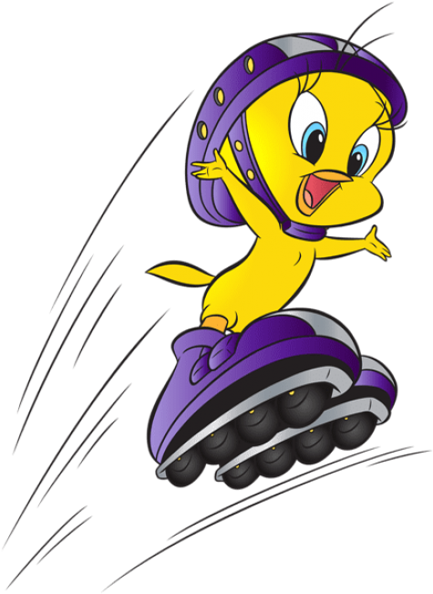 Free Png Download Tweety With Roller Skates Clipart - Cartoon Roller Skating (480x658), Png Download
