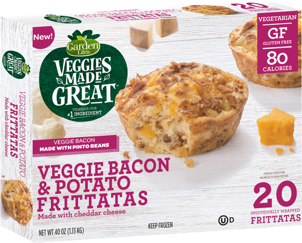 Veggie Bacon & Potato Frittata - Garden Lites Spinach Egg White Frittata (1000x1000), Png Download