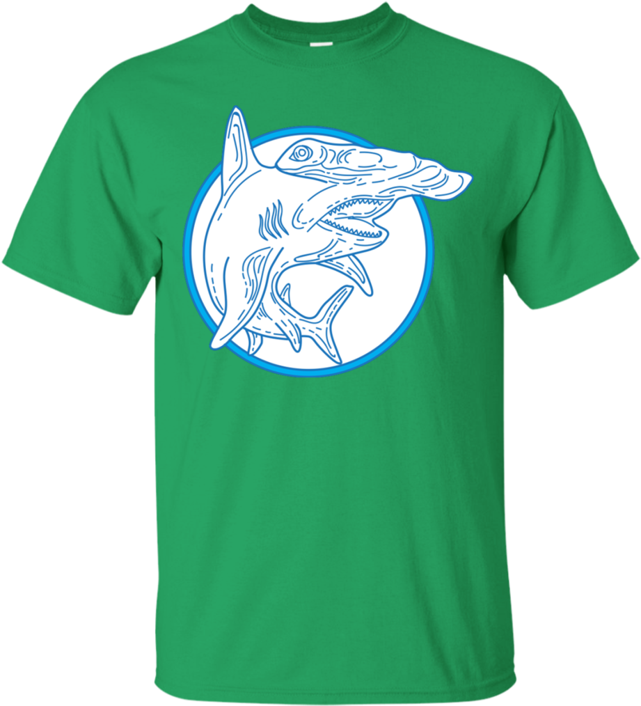 Hammerhead Shark Circle Mono Line T-shirt - Shirt (1024x1024), Png Download